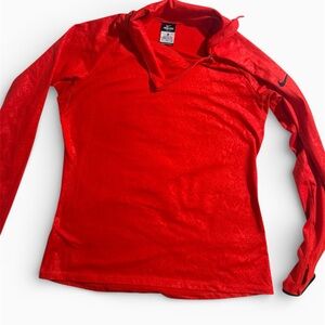 Nike Pro Hyperwarm Red Warm Embossed Vixen Raglan Zip Top